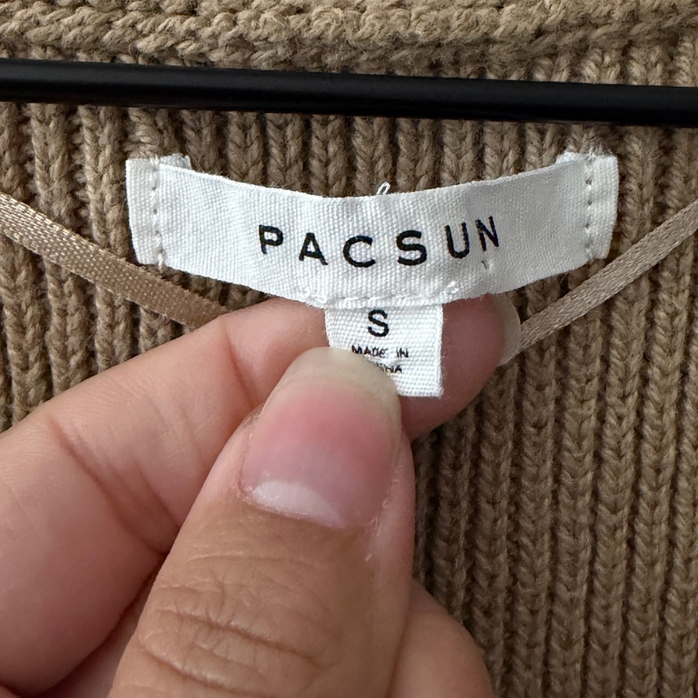 PACSUN Womens Sweater Vest Preppy Collegiate Tenniscore Neutral Tan Size Small - Picture 3 of 8